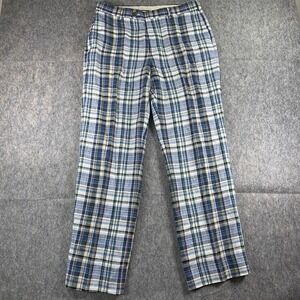 Brooks Brothers Linen Pants Men's 35 x 31‎ Plaid Preppy Coastal Madison Summer